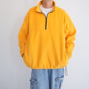 Eddie Bauer EBTEK Yellow Fleece Quarter Zip Pullover Retro 80s/90s Large